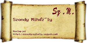 Szondy Mihály névjegykártya